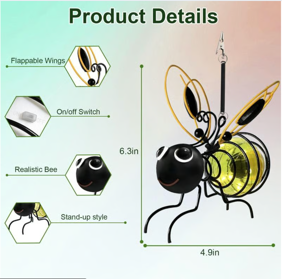 🔥LAST DAY 49% OFF - Outdoor Hanging Solar Bee Light