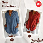 🌷LAST DAY SALE 49% OFF - Classic Pleated Textured Single-Breasted Lapel Shirt for Women